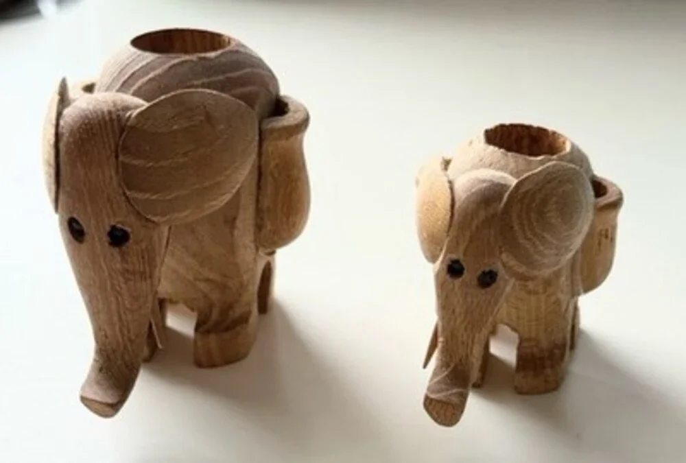 Vintage Hand Carved Wooden Toothpick Holders Mid Century Modern MCM